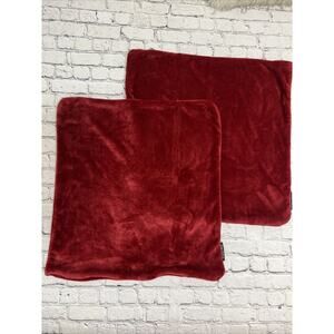 Nautica Red Ultra Soft Plush European Pillow Covers 2 Extra Large 26"x26"‎